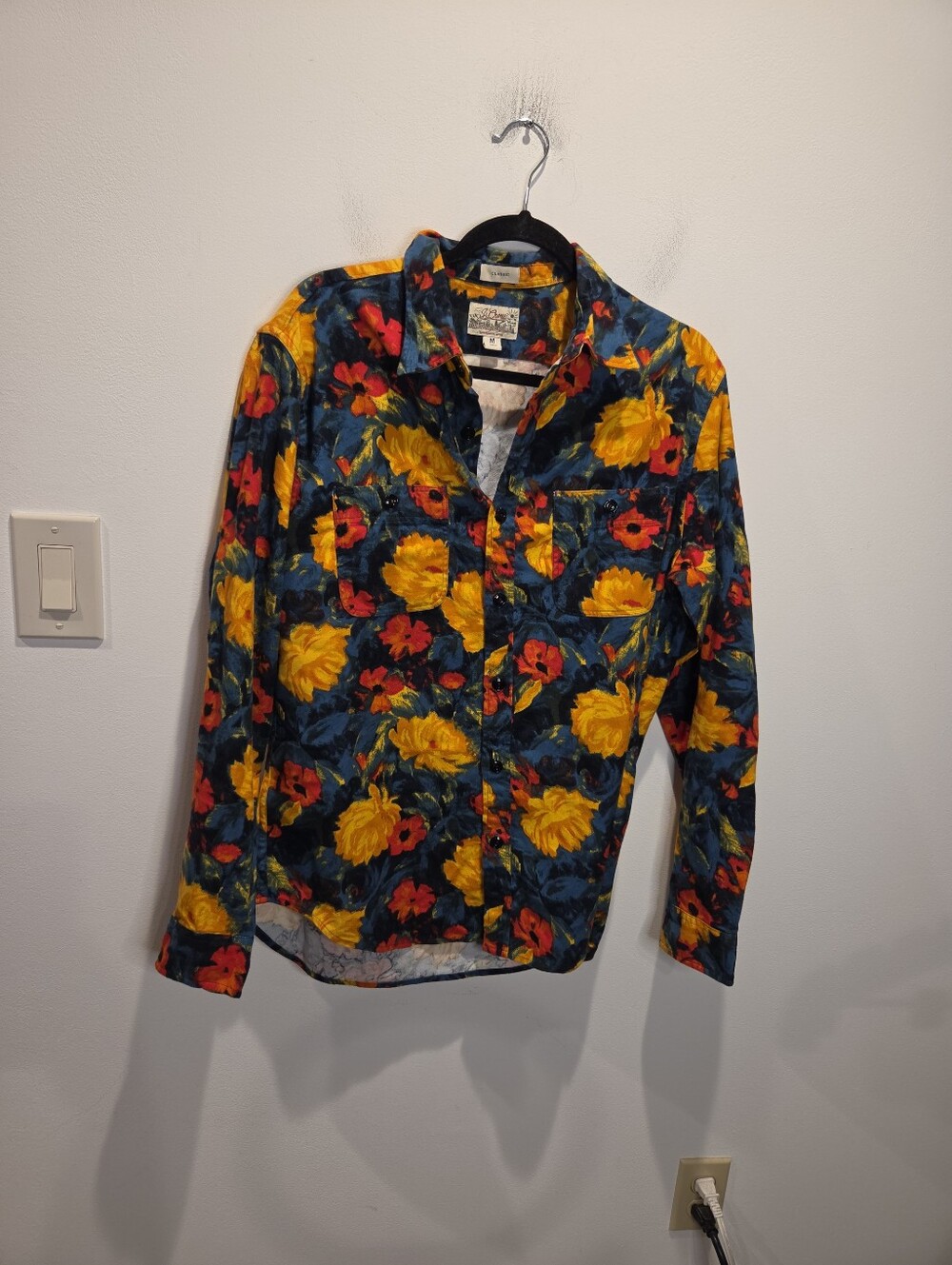 J Crew Mens Size M Colorful Mid Weight Flannel In Floral Print
